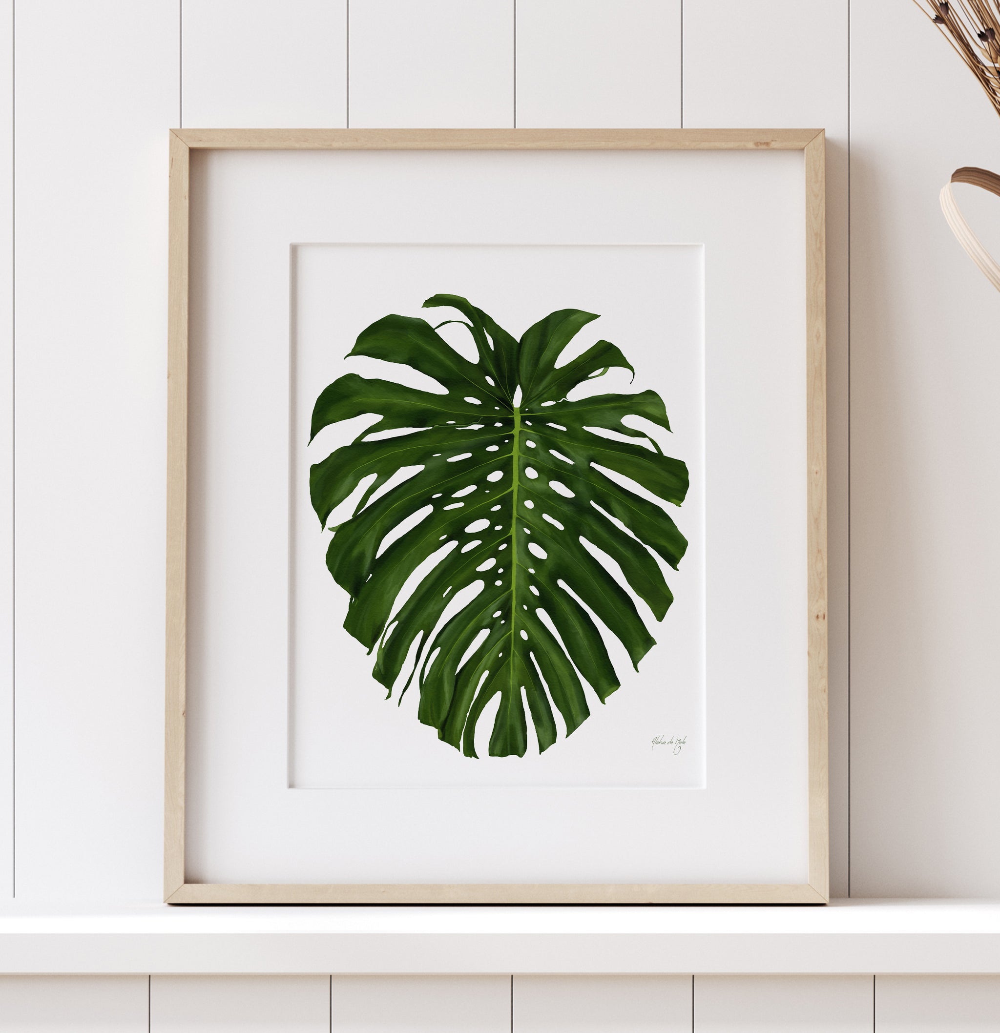 Monstera 8x10 print in 11x14 mat