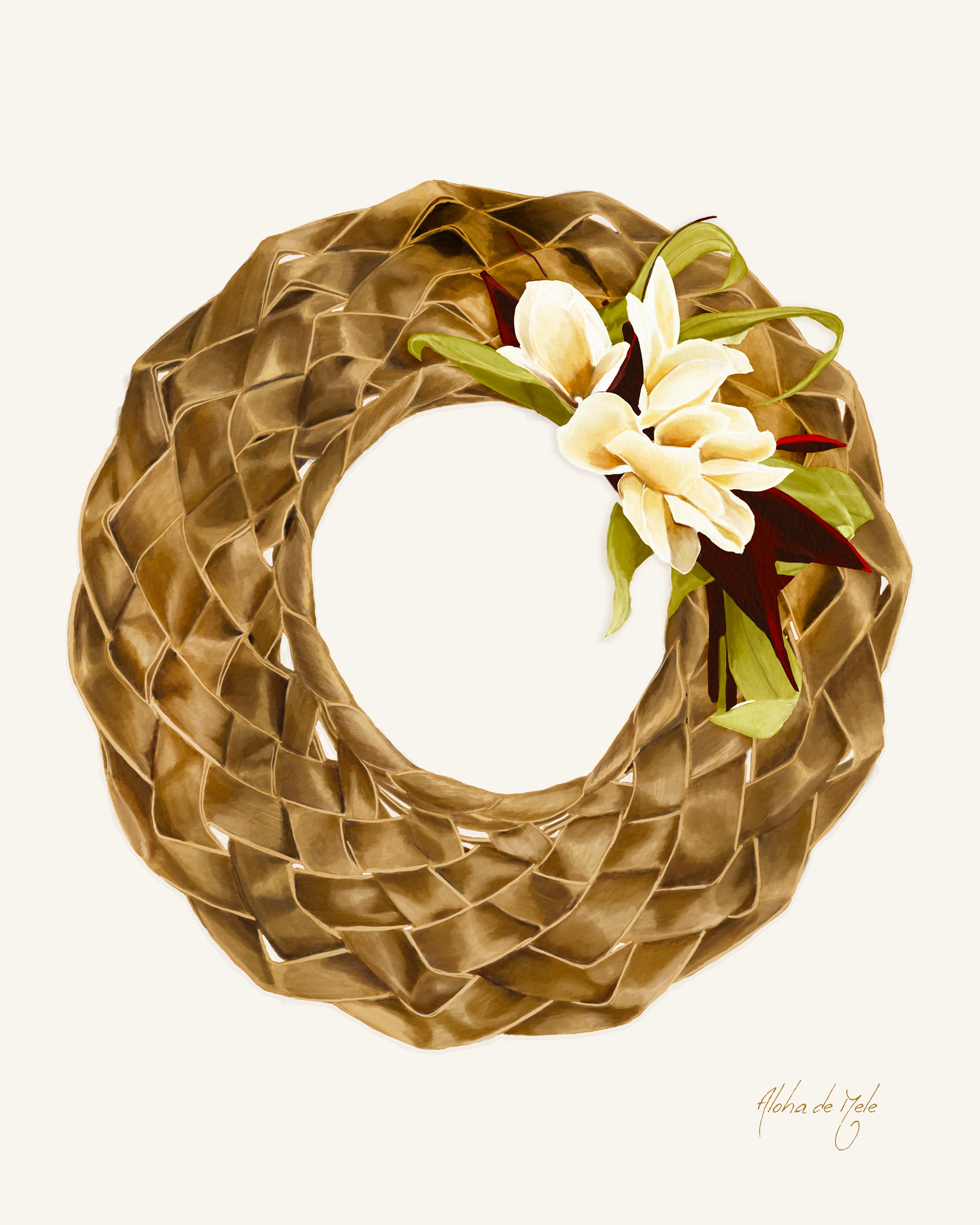 Pāpale - Pua Melia - 11x14 print in 16x20 mat