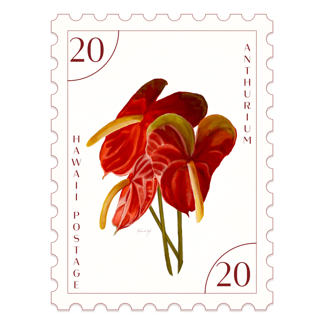 anthurium print Postal Prints